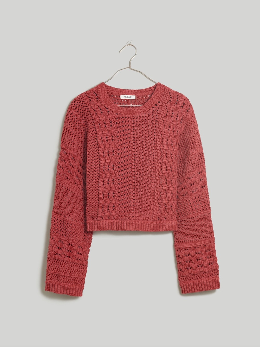 Madewell Crochet Knit Crop Sweater | Antique Rose | Small